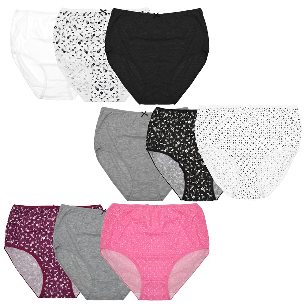 Undercover Ladies 9 Pack Full Briefs BR132 Black/White/Floral (1xEach) 16-18
