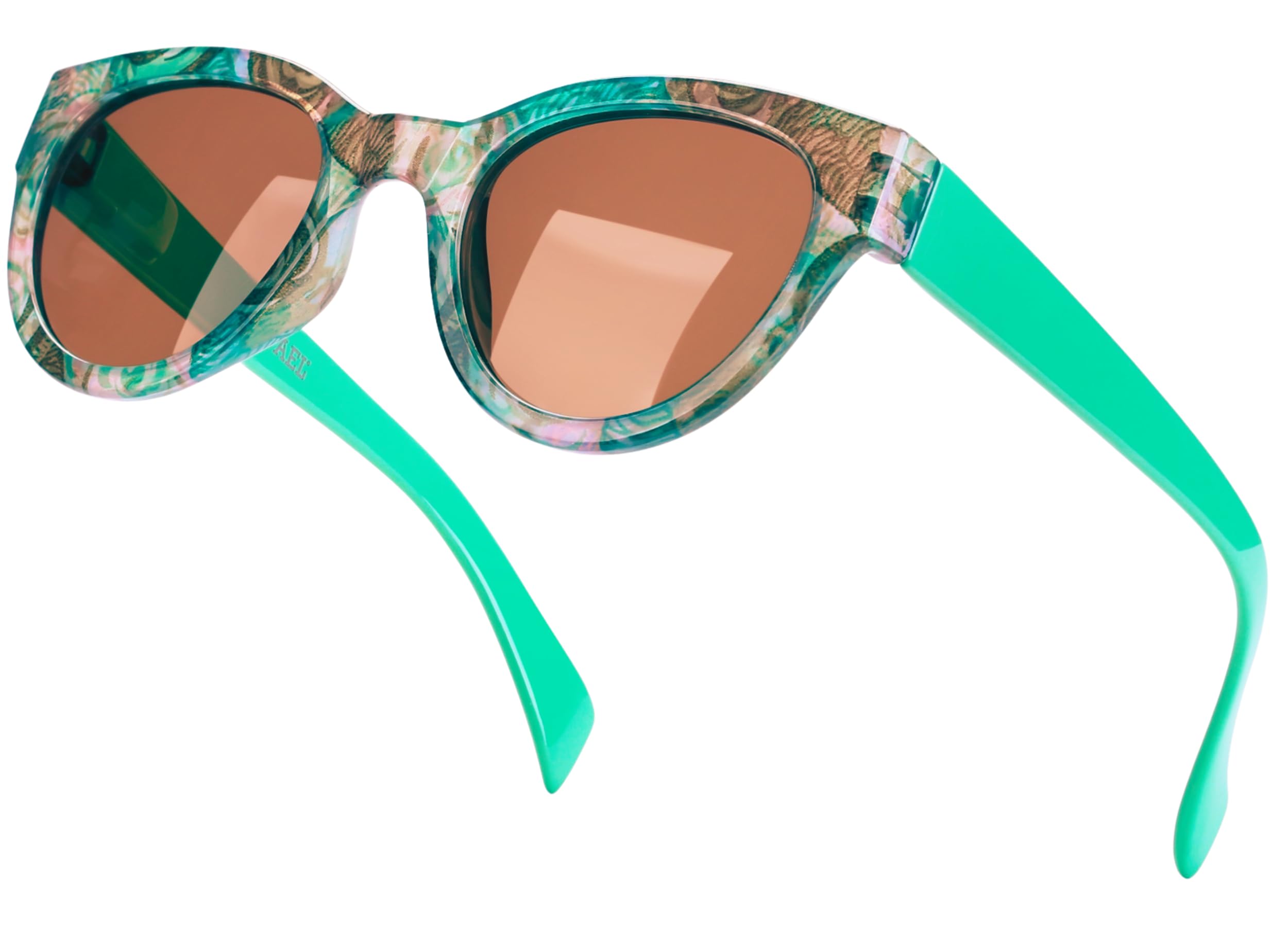 Sunglasses Women's Trendy Retro Floral Design | Polarized Lens UV Protection | Square Cat Eye Frame | Casual & Active Wear