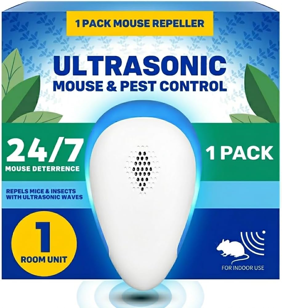 Ultrasonic Pest Repeller Plug In – 1 Pack Mouse Repeller for Home, Flat, Garage & Office, Rodent Control for Mice Rats, Repels Ants, Spiders, Mosquitoes, Safe for Pets and Children (White)