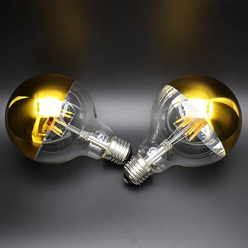 Miniatura 6 de Meconard Bombilla decorativa de media cromada, G80G25 regulable E26 con base de tornillo mediano LED de filamento globo, equivalente a 60 vatios,