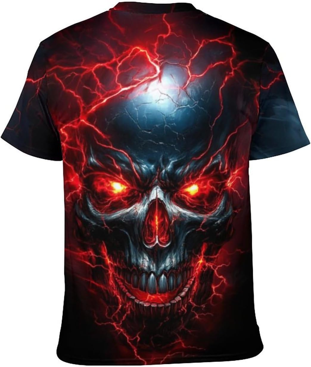 Men's Skull Graphic T-Shirt Summer Short Sleeve Tops - Image 2