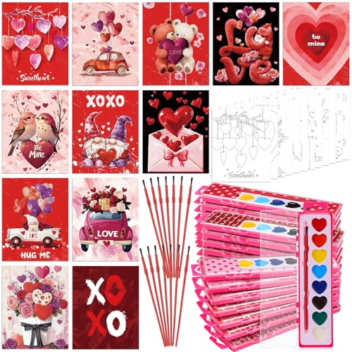 Zhanmai 24 Pcs Valentine's Day Pre Drawn Canvas 8 x