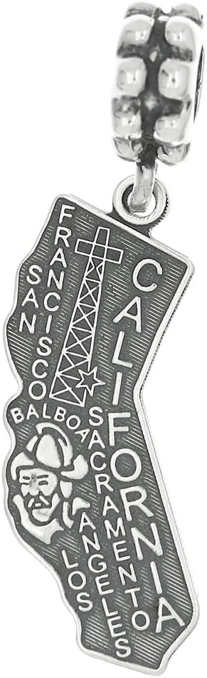 LGU Sterling Silver State of California Dangle Bead Charm