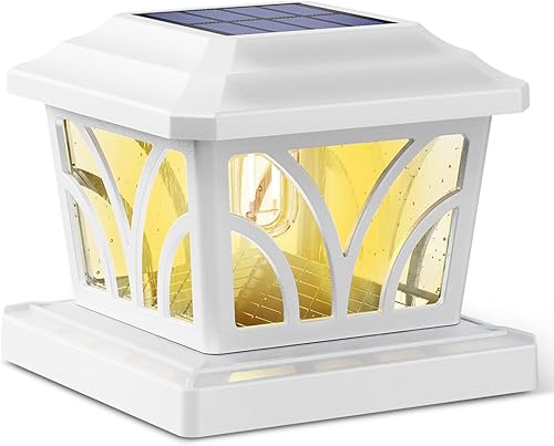 SIEDiNLAR Luces solares para exteriores, vidrio de aluminio, 2 modos, 20 lúmenes, bombillas LED Edison para 4 x 4, 5 x 5, 6 x 6 pulgadas,