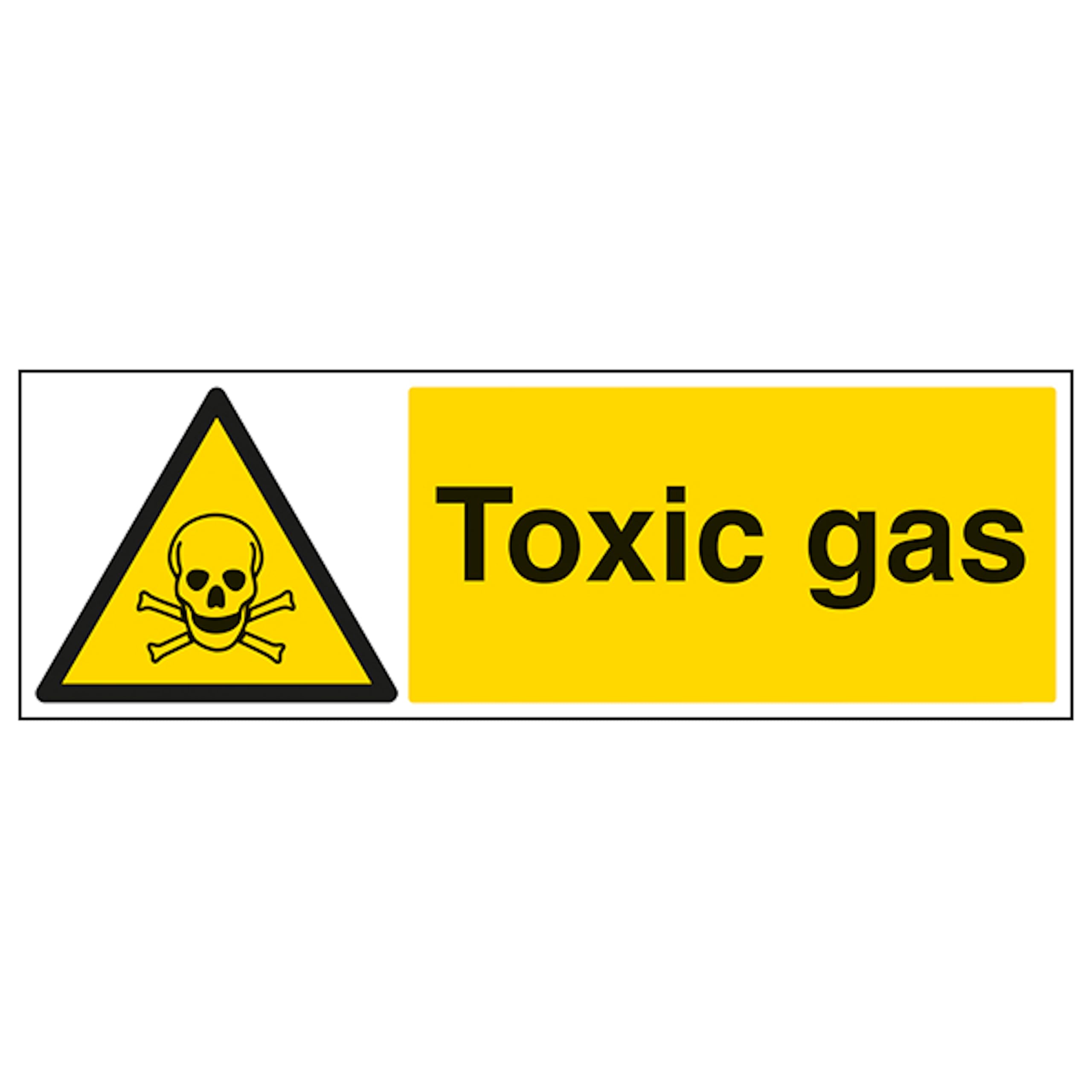 V Safety Toxic Gas - Landscape 300 x 100 mm - Glow In The Dark 1mm Rigid Plastic Safety Sign