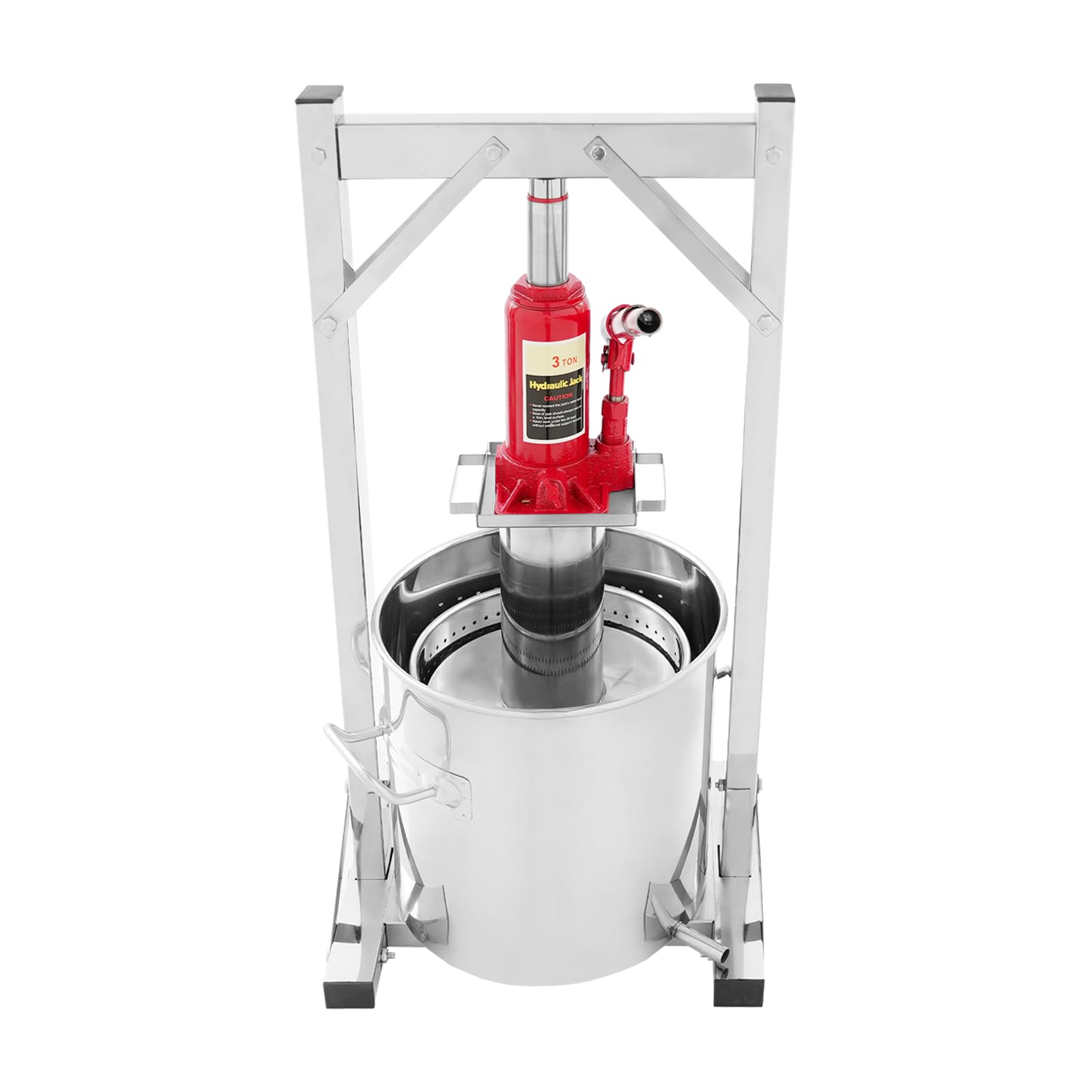Hydraulische Obstpresse, 12L Manuell Obstweinpresse Gemüsepresse, Edelstahl Fruchtpresse mit 3T Hydraulikheber für Hausbrauen Weine Säfte Gemüse