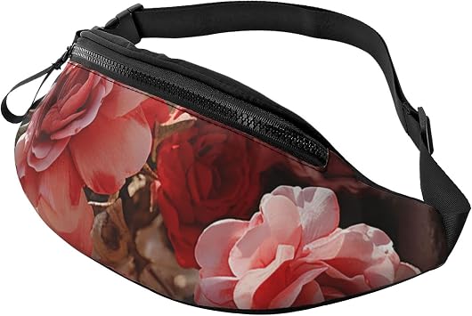 Rose flowers climb on the wall Fanny Pack for Man Women Waist Bag Adjustable Belt Bum Bags Chest Bag for Travel Sports Hiking Waist Packs