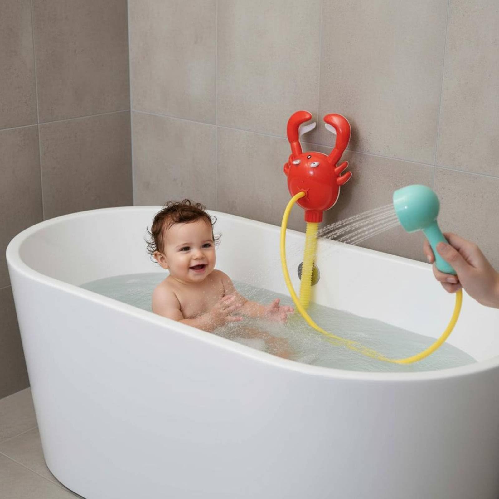 Kids Bath Spray Rociador Infantil para Baño Juguete Eléctrico con Modo Ducha y Chorro Compatible con Aros de Piscina Ventosas Resistentes Acabado