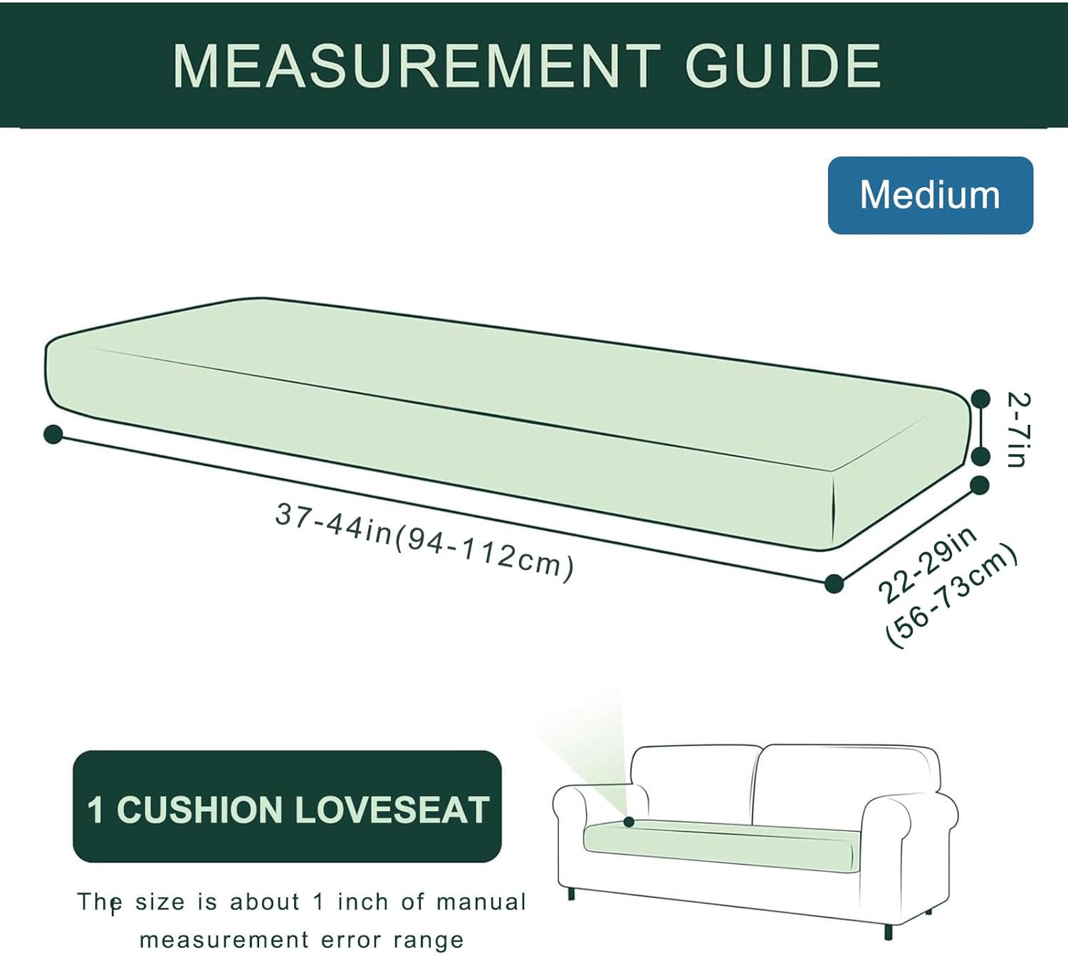 hyha Waterproof Couch Cushion Covers, Stretch Magic Sofa Seat Slipcover, Waterproof Sectional Couch/Sofa Cushion Covers for Pets Washable with Elastic Bottom(Medium, Light Grey)