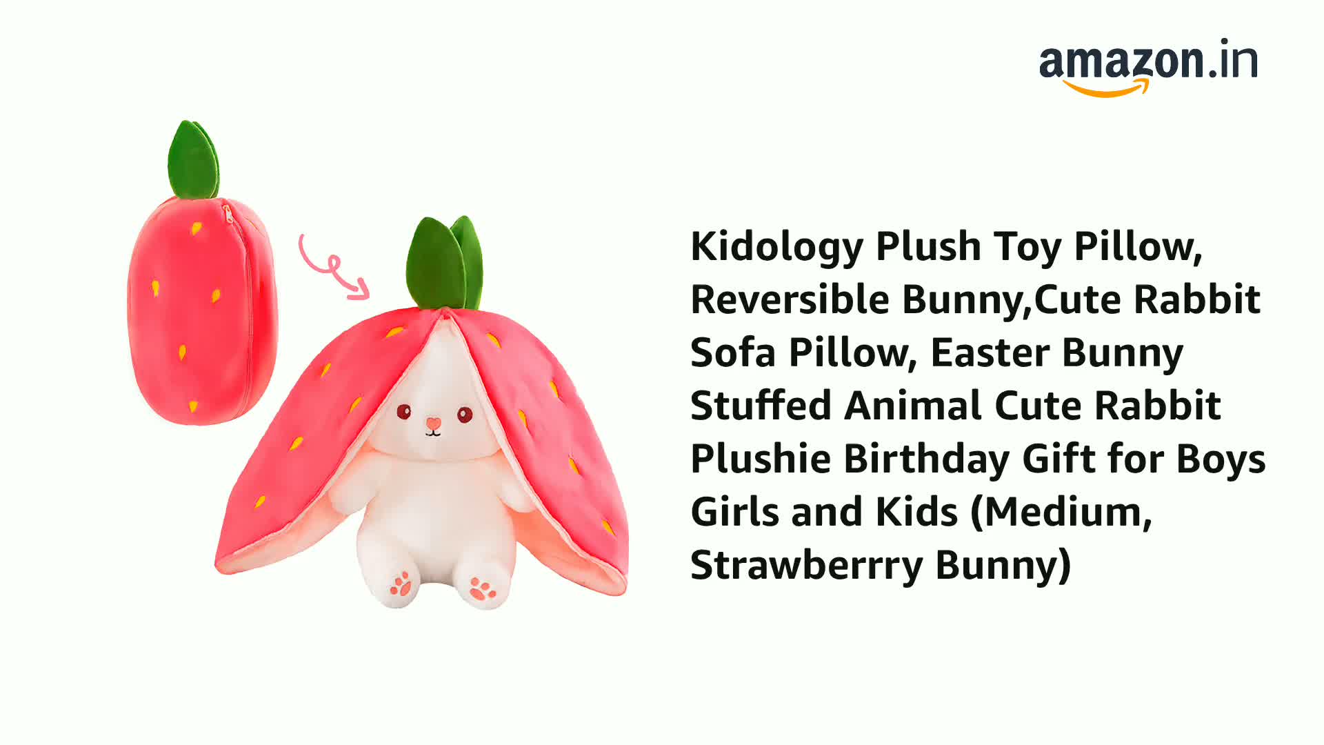 Kidology Plush Toy Pillow, Reversible Bunny,Cute Rabbit Sofa