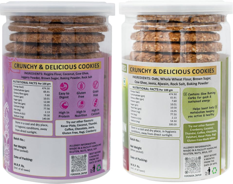 Fore Noon Oats Jeera Ajwain (Salty) & Vrat Special Falahari Cookies (356 g, Pack of 2)