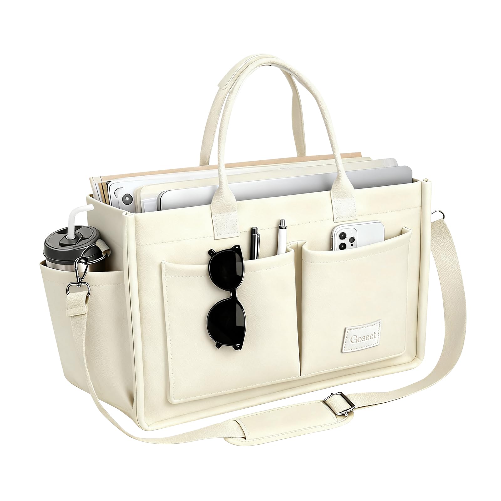 Canvas Tote Bag for Women With Pockets Laptop Work Crossbody Purses Everything Shoulder Tote Bag Everyday Satchel Handbags