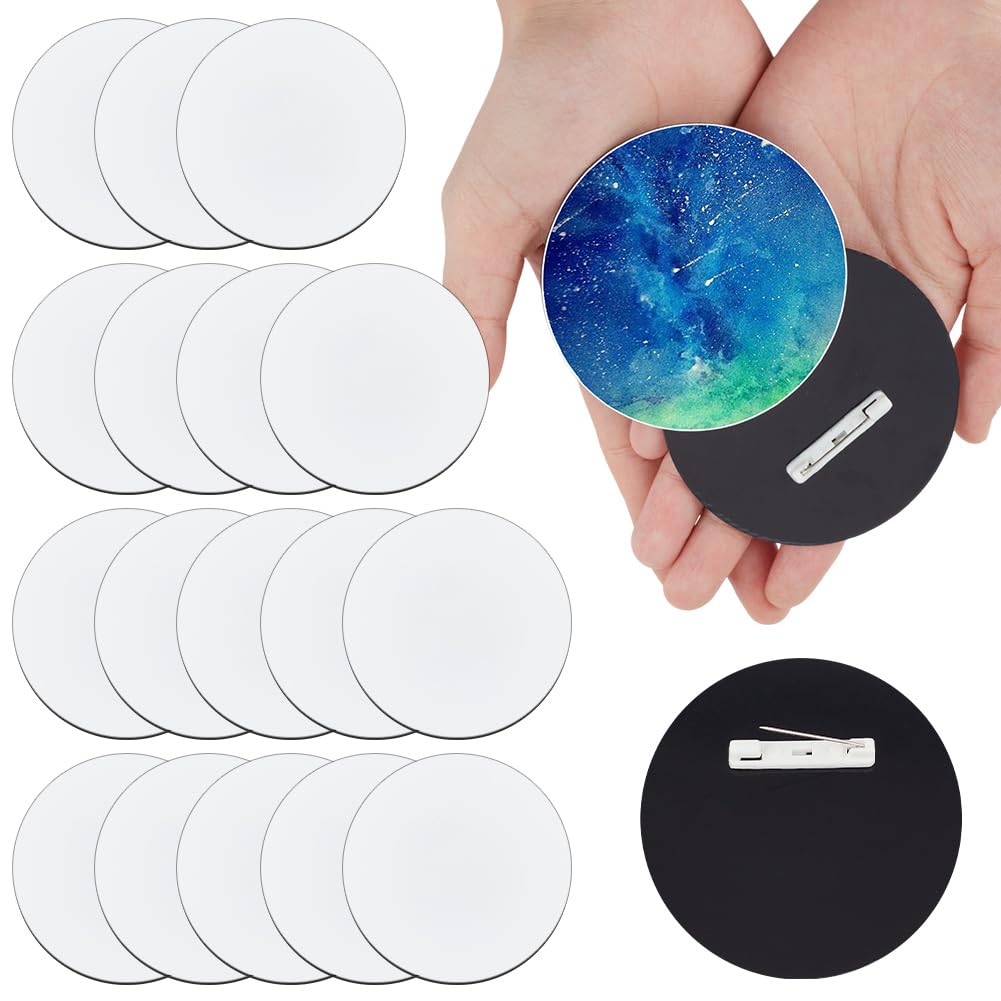 OLYCRAFT 20pcs Bouton Sublimation Vierge avec Épingles 75mm Bouton Rond Vierge Blanc Badge Personnalisé avec Épingle Projets de Bricolage Étiquettes Nominatives Vierges Bricolage