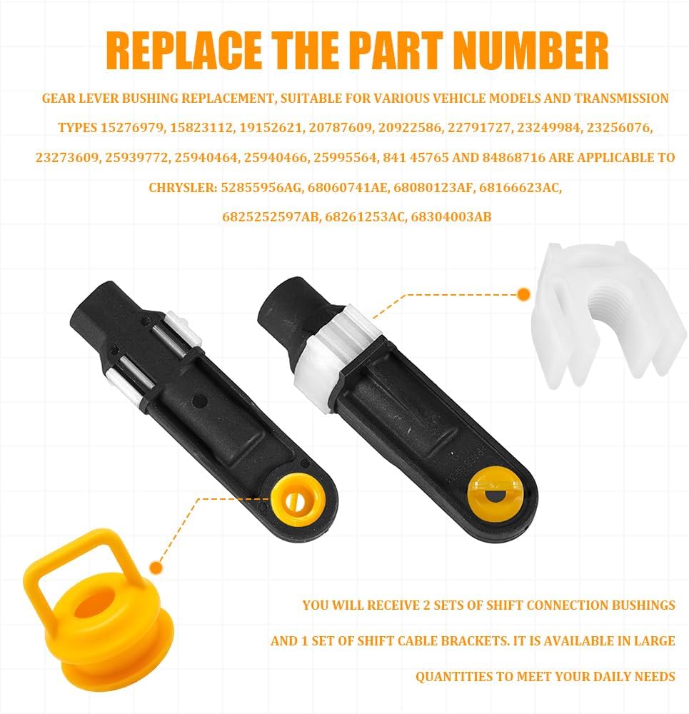 Transmission Shifter linkage Cable Bushing Repair Kit, Shift Cable Bushing, Automatic Transmission Shifter Linkage Clamps Fit for Chevy Dodge GMC, Repalce OEM# 14104, 15276979, 52855956AG