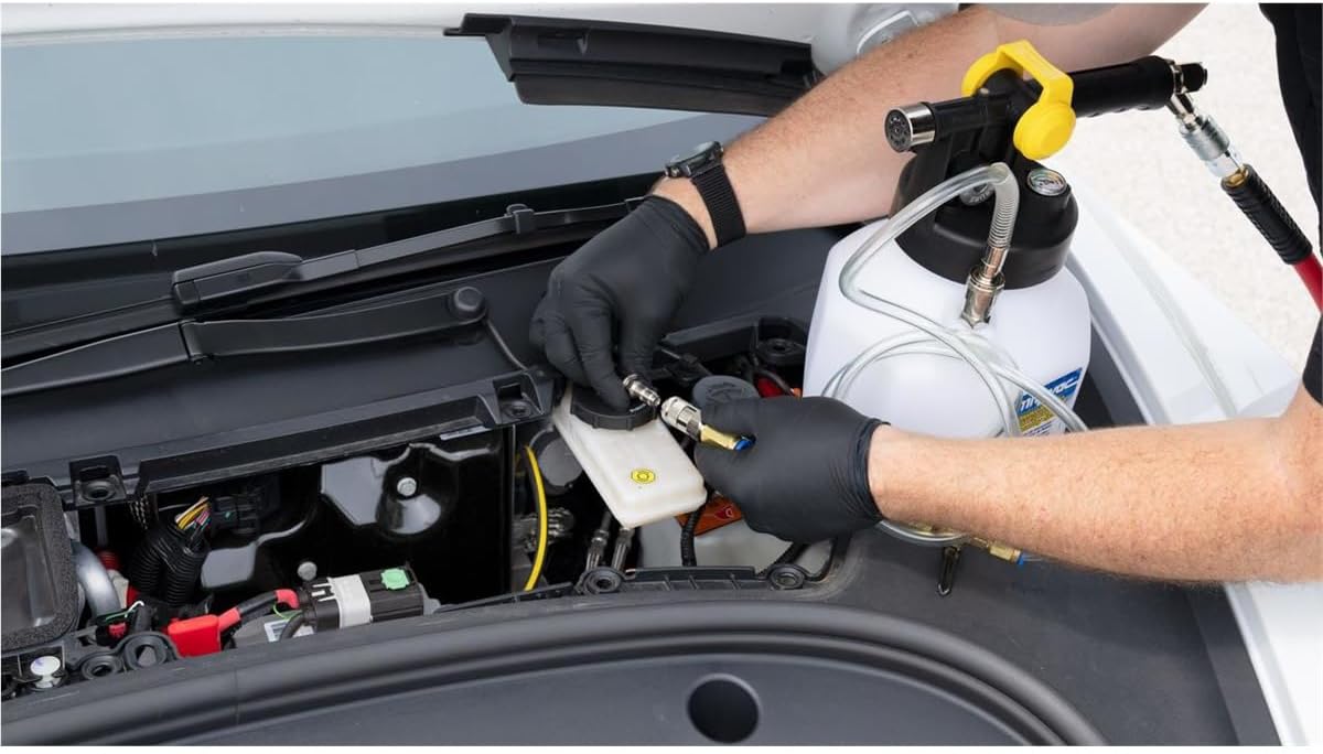 Mityvac MVB1050 Hydraulic Brake Service Kit, MV7840 Air-Operated Pressure Bleeder with 2.5 Quart Reservoir, MVA575 Flex Hose, MVA6855 Master Cylinder Cap Adapter Set, Hybrid and EV Compatible