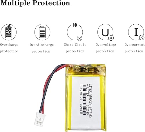Miniatura 4 de Batería recargable del ion del polímero de litio de la batería del litro 3.7V 300mAh 302545 Lipo con el conector JST 6.6 ft m