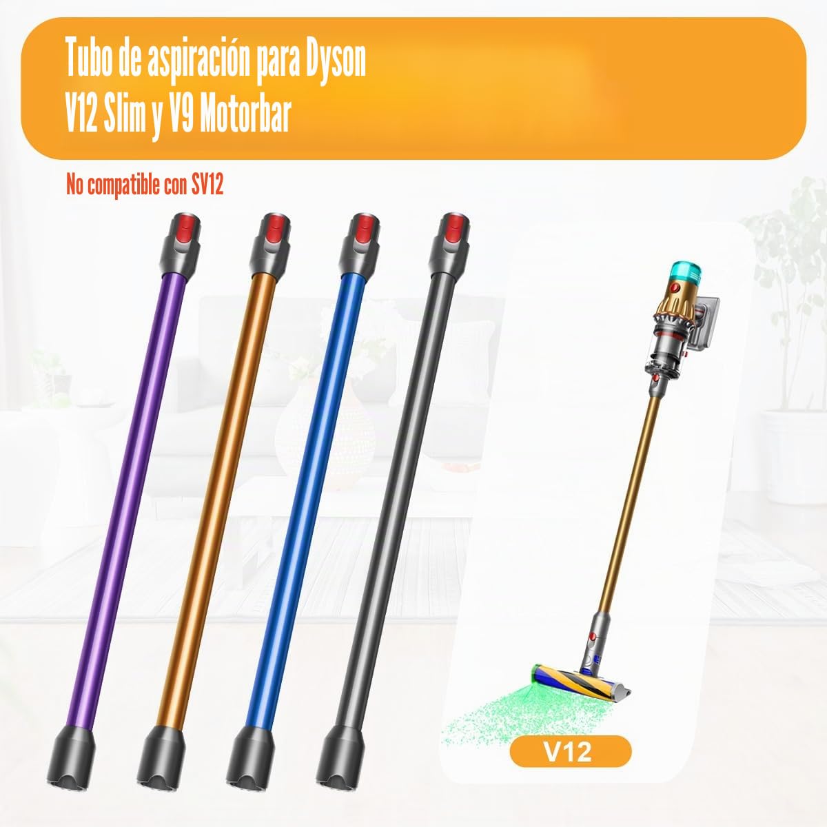 Tubo Extensión de Repuesto para Dyson V12 Slim/V9 Motorbar Aspiradora, Tubo de Varilla Telescópico de Liberación Rápida 74CM - grey