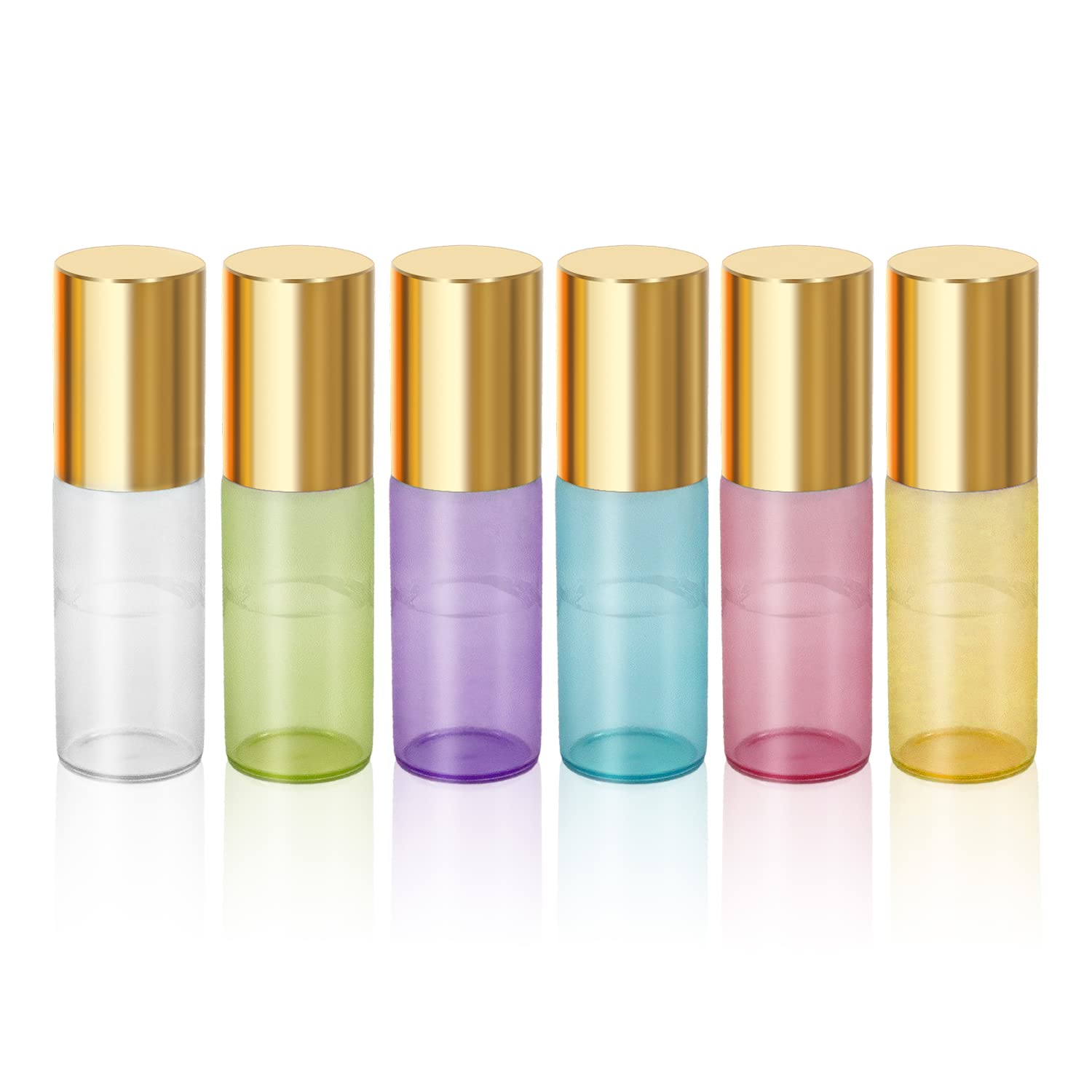 Pinkiou Roller Bottles Roll on Bottle in vetro Sfera in acciaio per oli essenziali Flaconi vuoti da 5 ml (con 1 cavatappi)