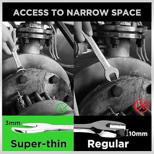 Miniatura 6 de SWANLAKE - Juego de llaves de extremo abierto superfinas de 10 piezas, acero CR-V, métrico, 0.217 x 0.276 in a 0.945 x 1.063 in