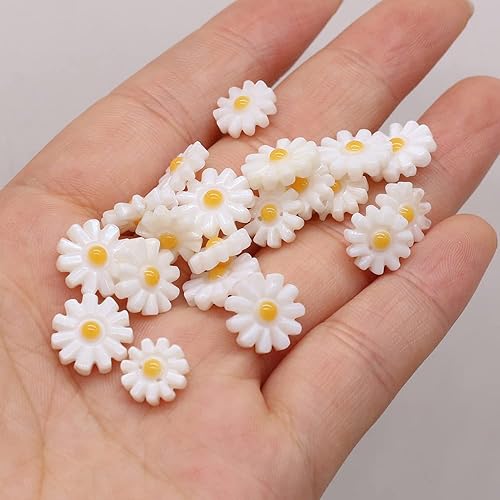 Miniatura 5 de LHJ 20 cuentas de concha natural con forma de girasol de agua dulce sueltas accesorios para hacer joyas, collares, pulseras