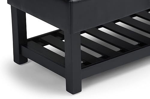 Miniatura 40 de SIMPLIHOME Saxon - Banco otomano rectangular de transición de 43 pulgadas de ancho en tela de aspecto de lino gris paloma, montado para la sala de