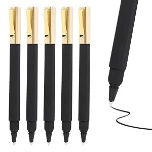 6 Pack Gel Pens Black 0 5 mm Medium Point Gel Ink Black Pens with Cap Quick Drying