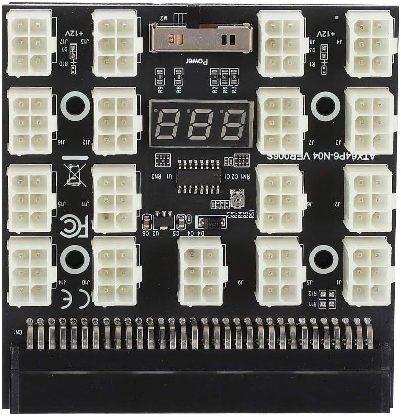 Mining GPU/PSU Power Supply Board, 1600W, 12V, 17x 6pin PCI-E, for DPS 1200FB A, DPS 1200QB A, PS 2751 5Q, PS 2751 LF 1F, HSTSN PL12
