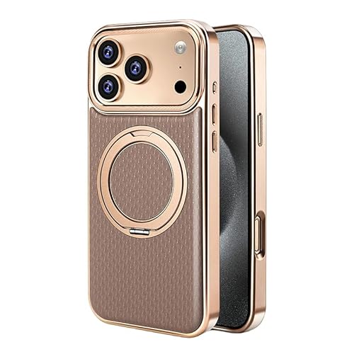 Magnetic Case For IPhone 17/17Air/17Pro/17Pro Max, Light Luxury Plating Leather Case With Rotating Stand Camera Protection Cover