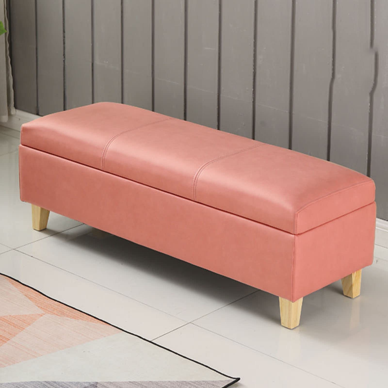 TMKDNNKG Banco Vintage de Cuero sintético, Banco de Entrada Rectangular, Banco de Almacenamiento para Cama, con Patas de Madera Maciza, para Dormitorio, Entrada, Pasillo, Sala de Estar.