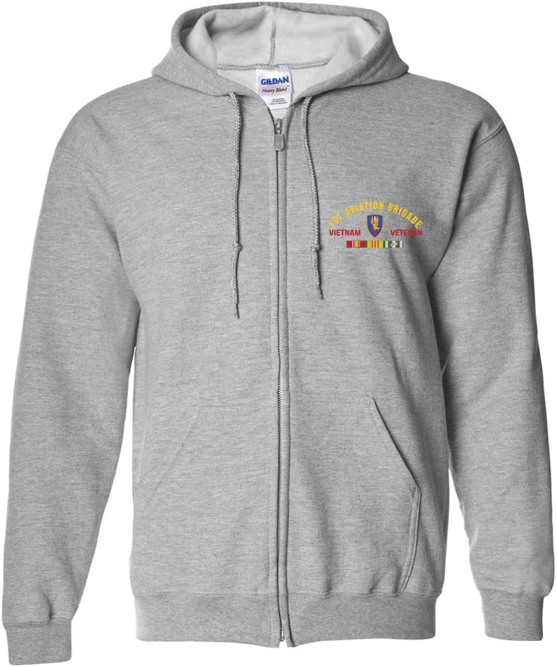 Military Productions US Army 1st Aviation Brigade Vietnam Veteran Full Zip Sweatshirt Officially Licensed
