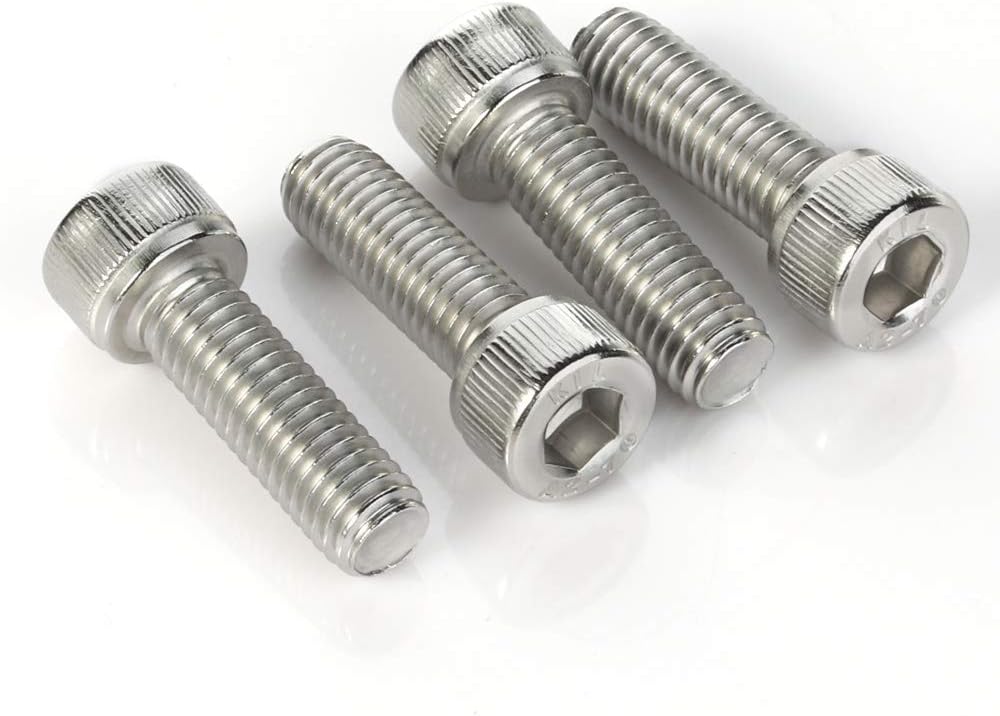M8-1.25 x 25mm (Length 12mm to 100mm) Socket Head Cap Screws, 304 Stainless Steel 18-8, Bright Finish, Fully Threaded, DIN 912, Quantity 20