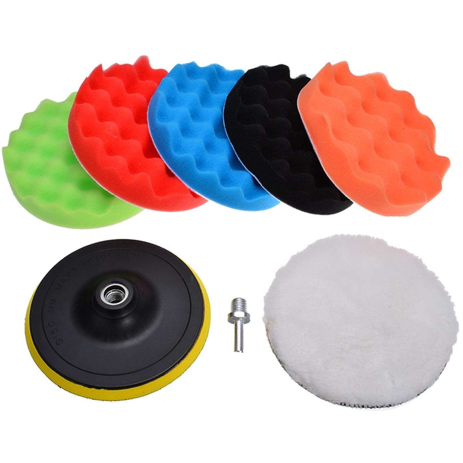 7-teiliges Polierpad-Set, 6 Zoll, 150 mm, Auto-Polierpad-Set for Autopolierer, Polierradschwamm + M14-Schraubanschluss)/a/150 mm