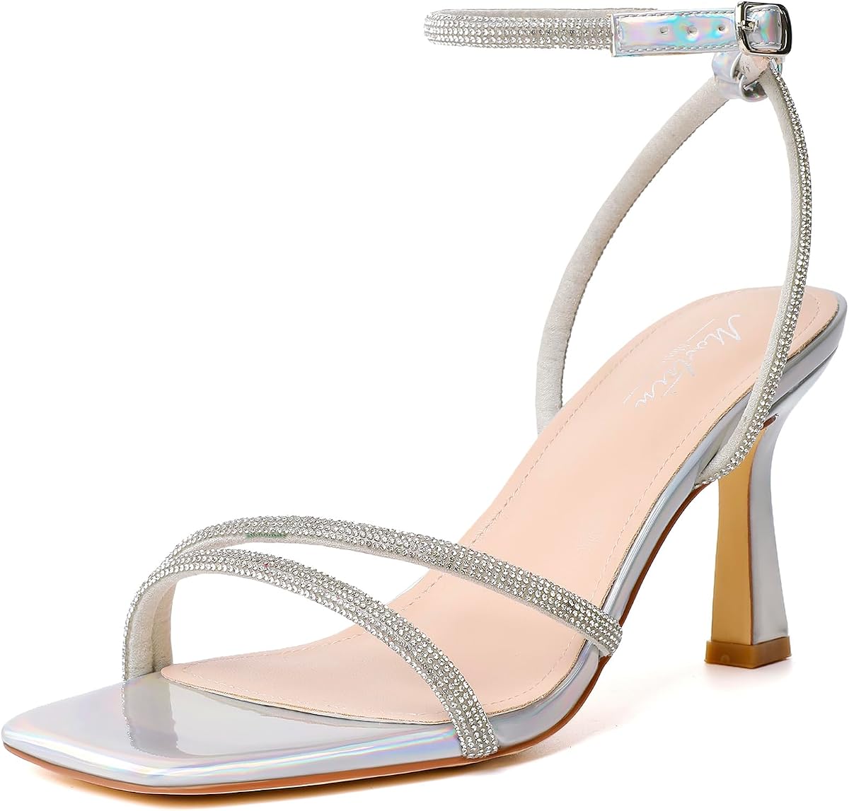 Sandalias para mujer Tacones con tiras para mujer Correa en el tobillo Tacones con cordones Tacones cuadrados con punta abierta Sandalias de tacón alto con tacón de aguja para bailes, fiestas, uso diario