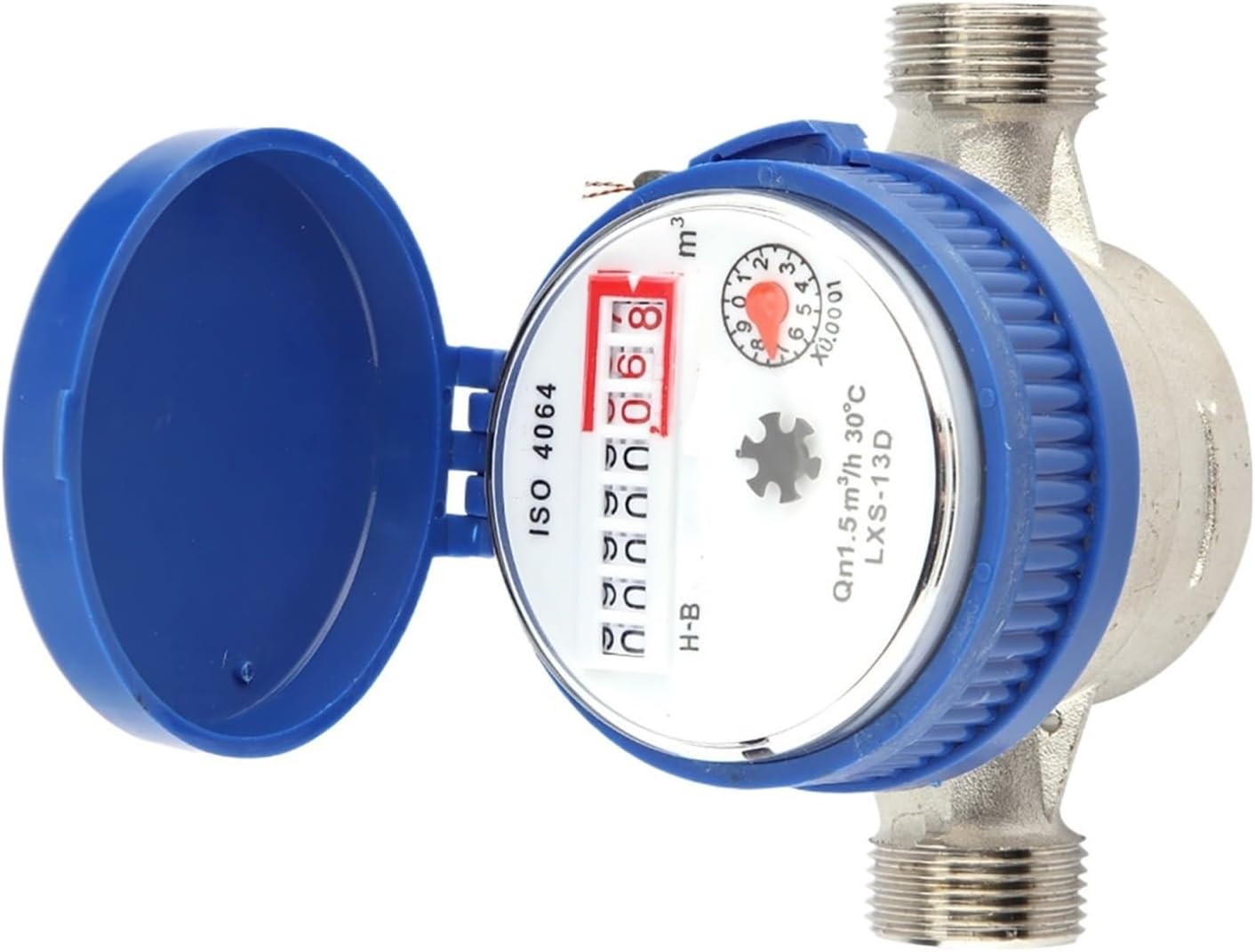 Water Meter,Sprayer Water Meter Copper 1.5m3/h 0-40℃ Mechanical Water Meter 15mm 1/2 Inch Water Flow Gauge