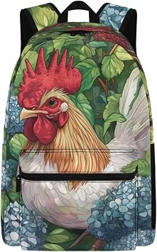 Beauty Collector Chicken Blue Hydrangea Kids Backpack 17" Travel Backpack Adjustabel School Bag