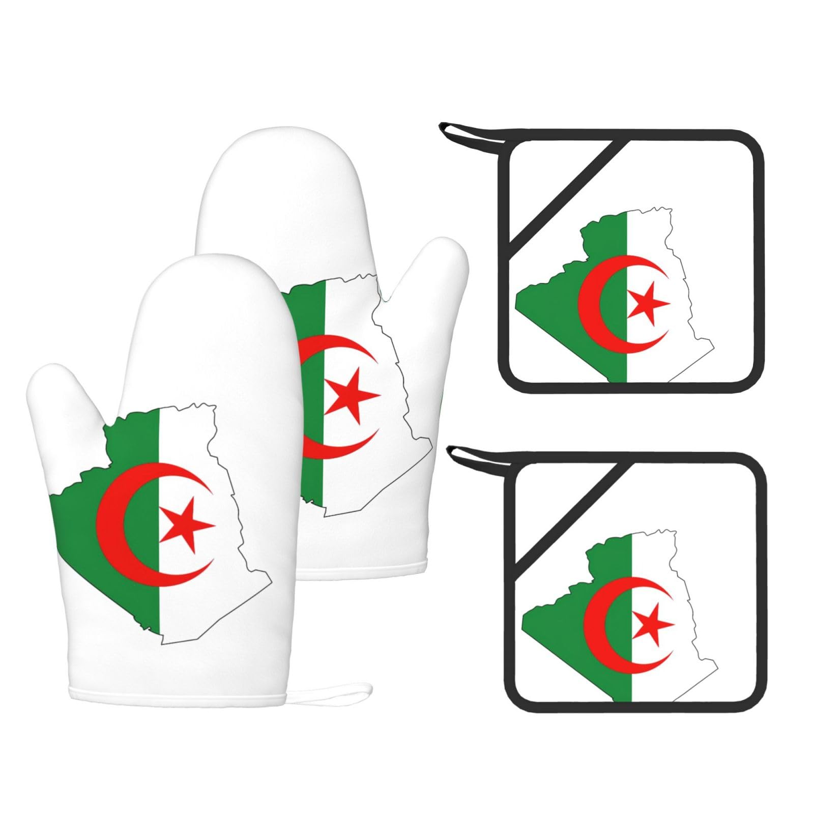Maniques silicone drapeau Algérie pour cuisiner et sortir les plats du four sans risque