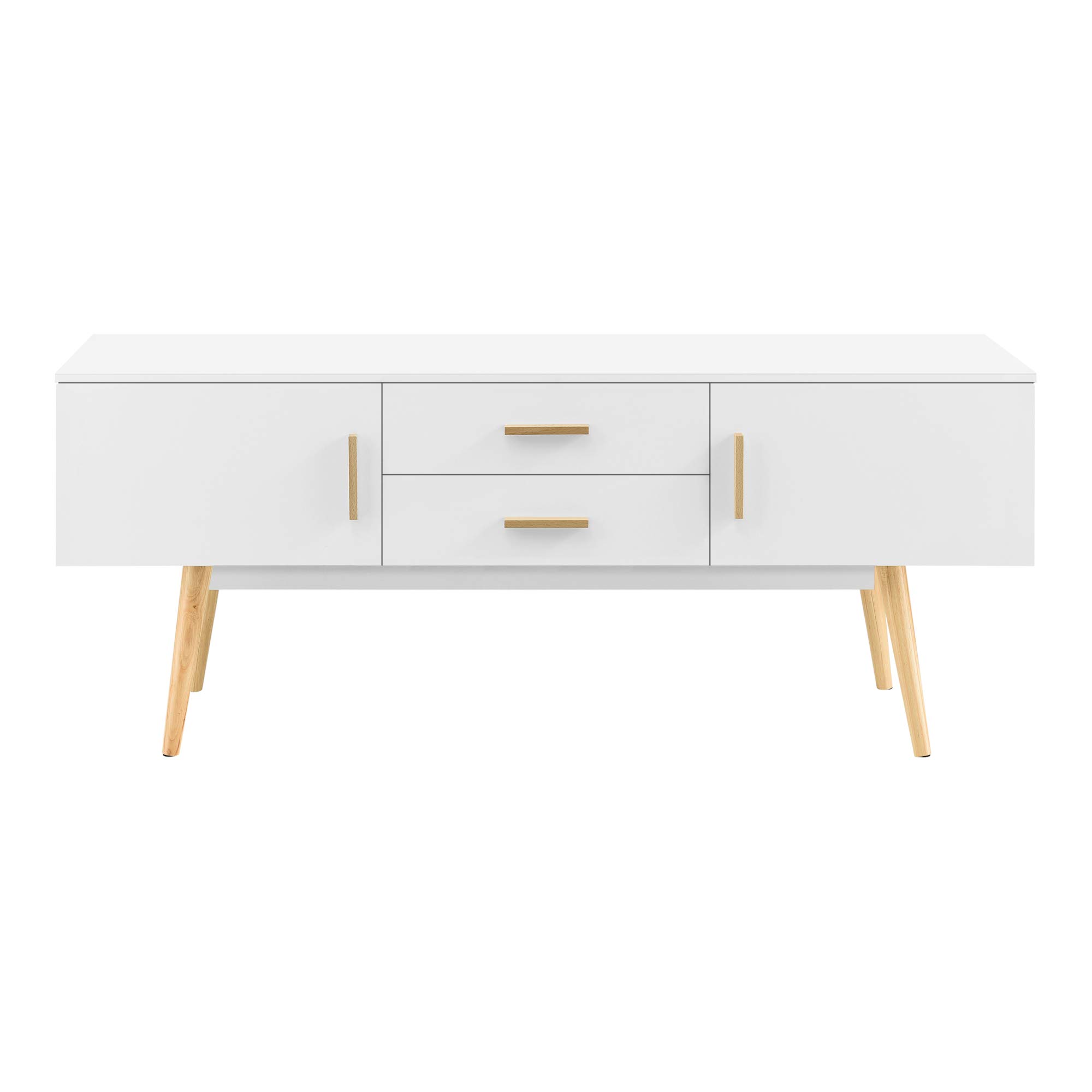 scaffale tv con cassetti e porte in bianco