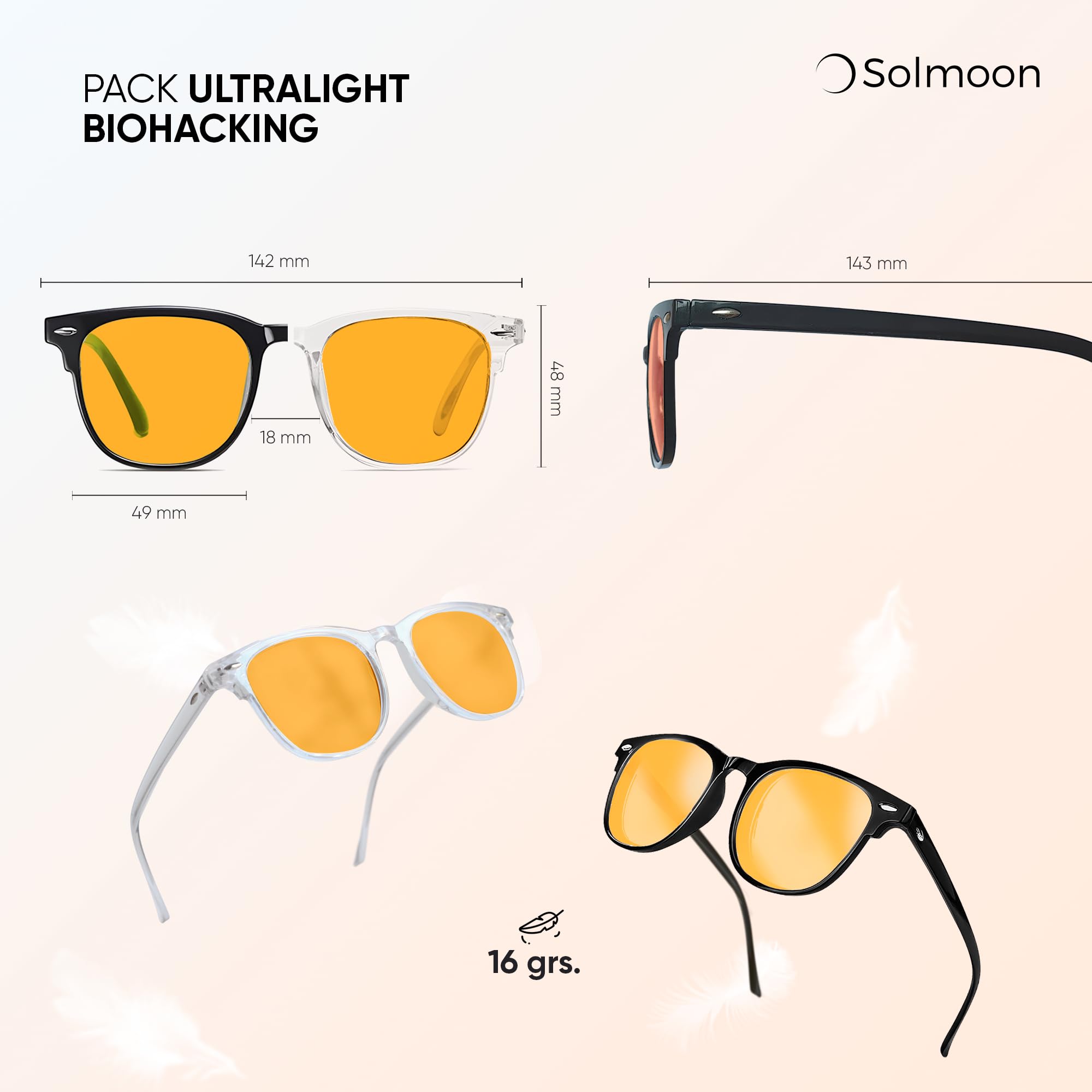 Solmoon Okulary Męskie i Damskie z Filtrem Niebieskiego Światła | Zestaw 2 | Niebieskie Okulary | Niebieski Filtr