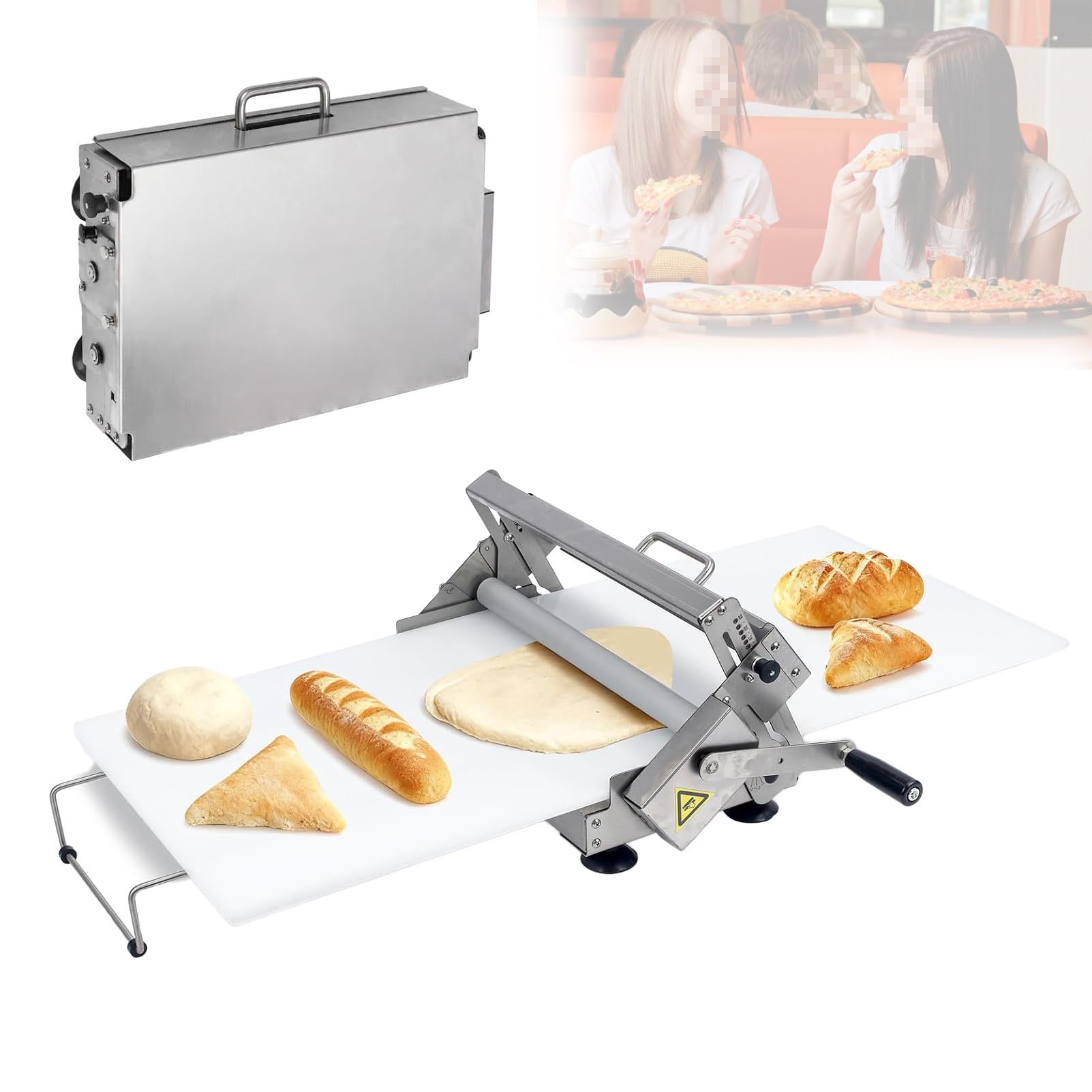 Máquina laminadora de masa manual para masas de pizza y croissants