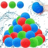 Softball Wasserbomben Wiederverwendbare,12PCS Splash Bälle,Wasserballon für Kinder,Wasserspaß Bälle ein Spiel,Baumwoll Wasserbälle,Wasserbomben Bälle Set,Splash Ball Wasser Ballon,Schwamm Ball Kinder