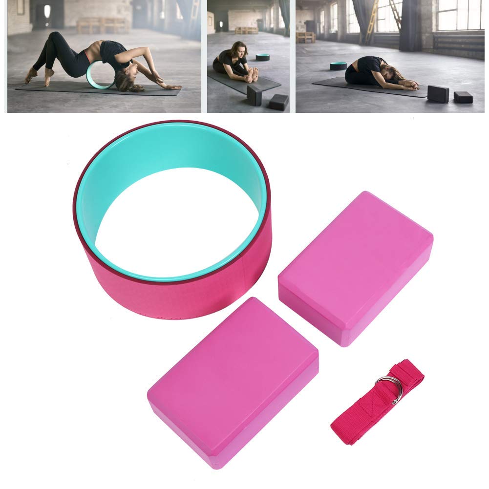 Yoga Prop Wheel, Set di Ruote, Dharma Yoga Prop Wheel e Cinghia Stretching Fitness Set per Migliorare i piegamenti All'Indietro per Lo Stretching della Ruota Yoga per la Schiena