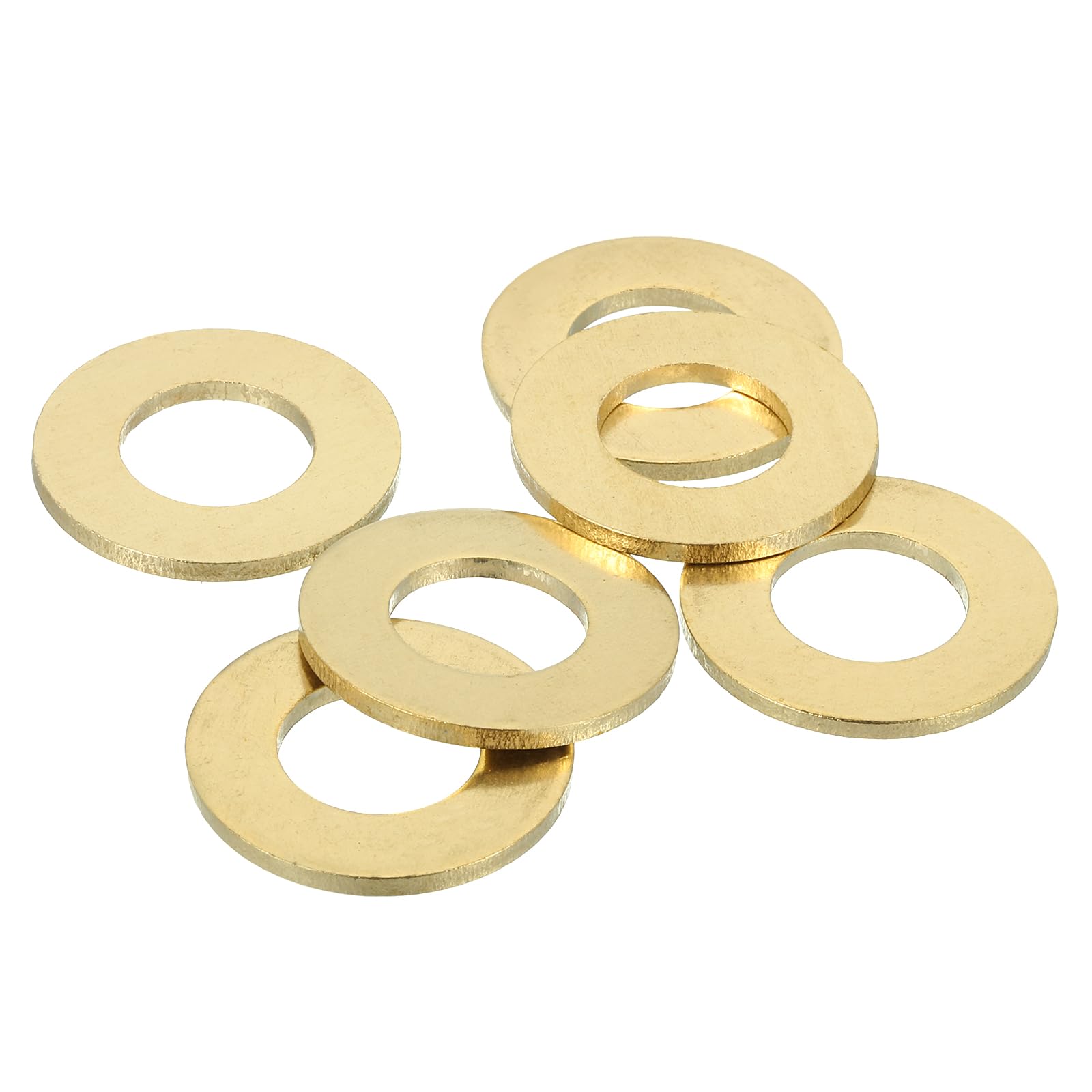 sourcing map 6 Pack Brass Flat Washer, M14 Copper Washers Crush Washer Kit Assortment, 14mm ID, 28mm OD, 2mm Thick for Bolts Screws Machinery Repair, Outdoor Construction
