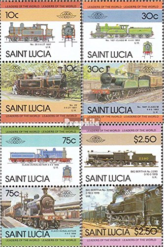 St. Lucia 775-782 Couples (complete.issue.) unmounted mint/never hinged ** MNH 1985 Locomotives (Stamps for collectors) Trains/railway/funicular