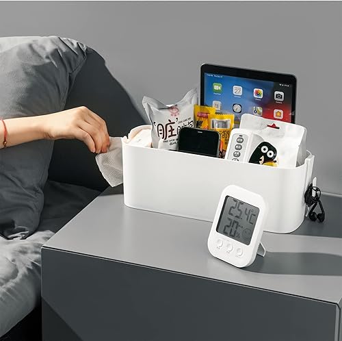 Miniatura 6 de Yopay Paquete de 2 organizadores de mesita de noche, estante de plástico para litera, soporte para mesita de noche, soporte de bolsillo de