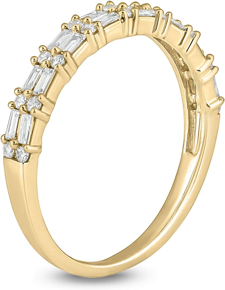 Cali Trove 1/3 Natural Diamond Ring in 14Kt White Yellow and Rose Gold | Layered Stackable Bands | Minimal Jewelry for Everyday | Anniversery Gifts | Graduation Rings | Gifts for Her