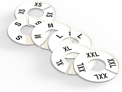 Divisores redondos de ropa de tamaño para colgar perchas, 36 unidades, 6 tamaños de cada tamaño (XS-XXL) - Ideal para tiendas minoristas, boutiques,