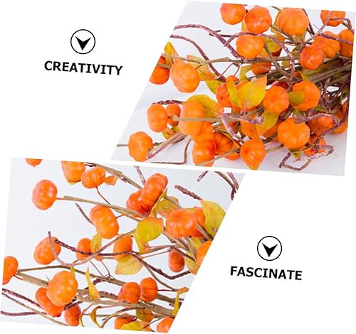 Miniatura 5 de Abaodam 3 piezas de rama de calabaza artificial de Halloween, rama de calabaza, cosecha, florero de flores falsas, decoración de otoño, decoración