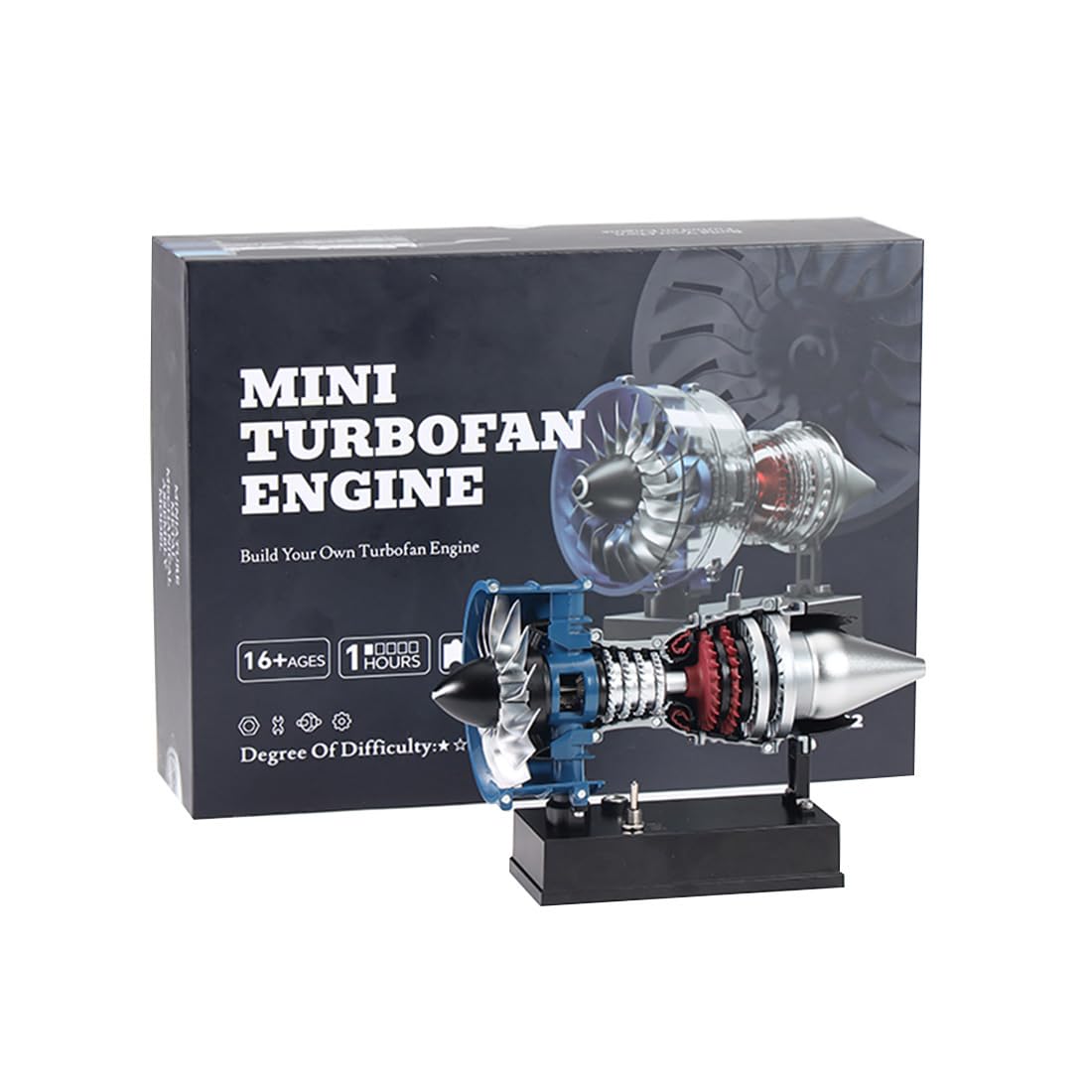 Turbofan Engine Model Kit, 170PCS DIY All-Metal Mechanical Assembly High-Fidelity Aircraft Engine with Transparent Cover for Physical Science Experiment Display - DM122