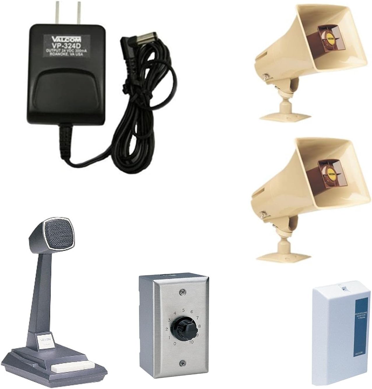 Valcom 2 Horn Speaker Paging PA System Kit (Industrial Grade)