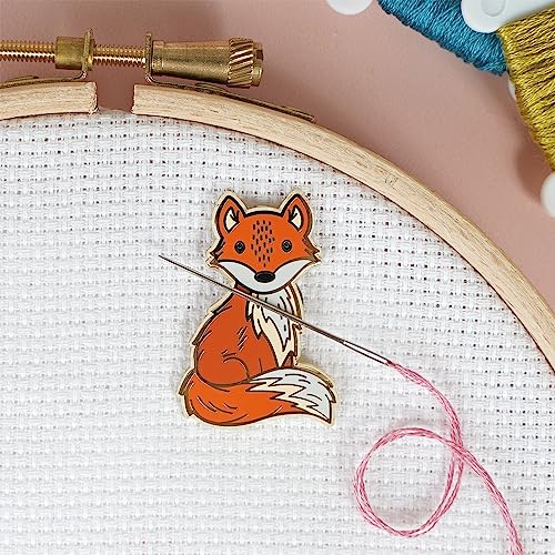 Image of Fox Magnetic Needle Minder from Caterpillar Cross Stitch - for Cross Stitch, Sewing, Embroidery and Needlework Accessories, Enamel